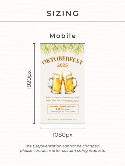 Animated Oktoberfest Party Invitation Template, Beer Steins Digital Evite (Canva Template, Instant Download)