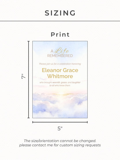 Custom Watercolor Memorial Template-Editable Canva Funeral Invitation-Celebration of Life Program (Personalized Portrait Keepsake)