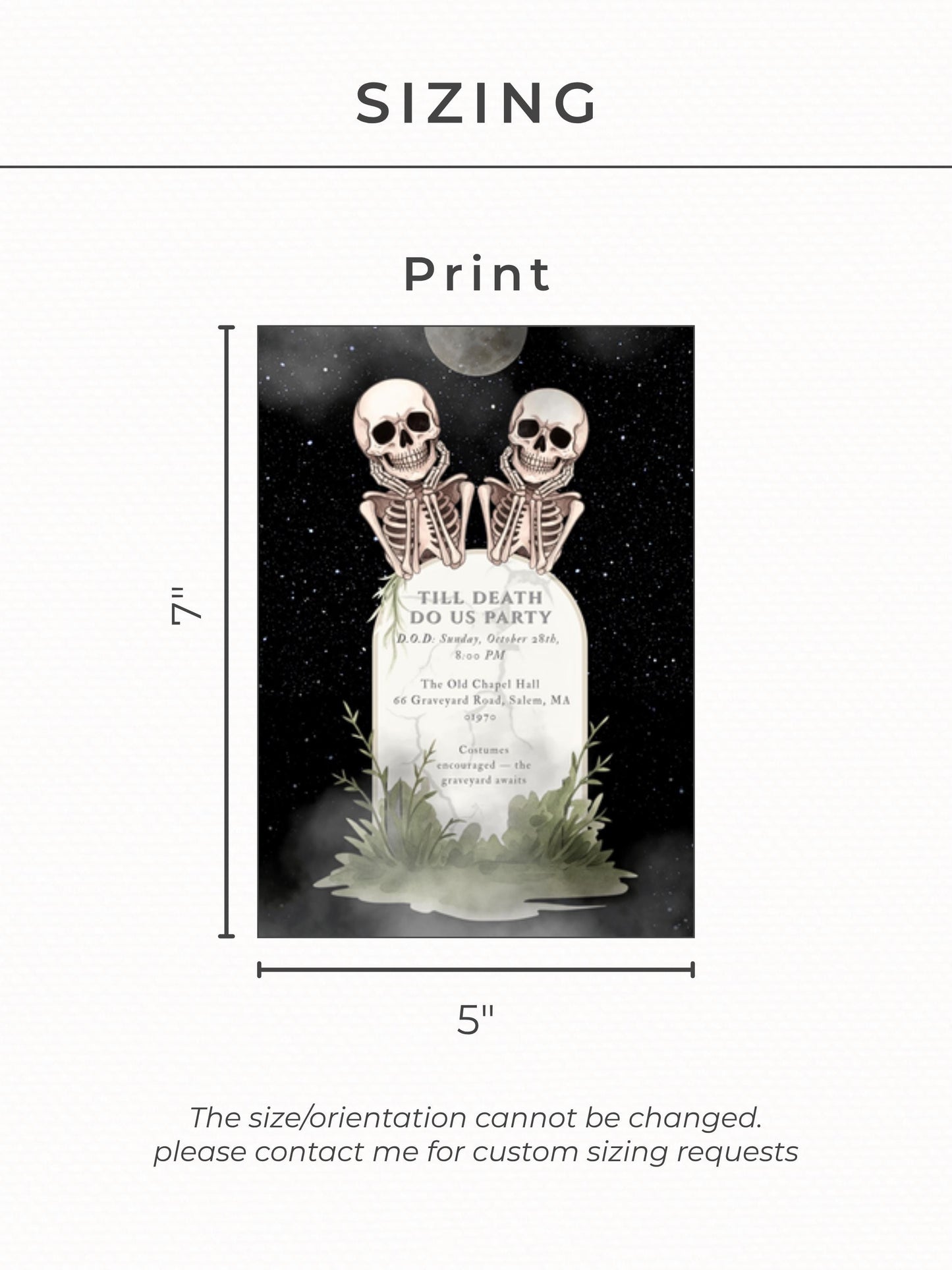 Skeleton Halloween Party Invitation - Digital Spooky Graveyard Themed Invite (Instant Download Canva Template) Fall/Autumn Celebration Evite