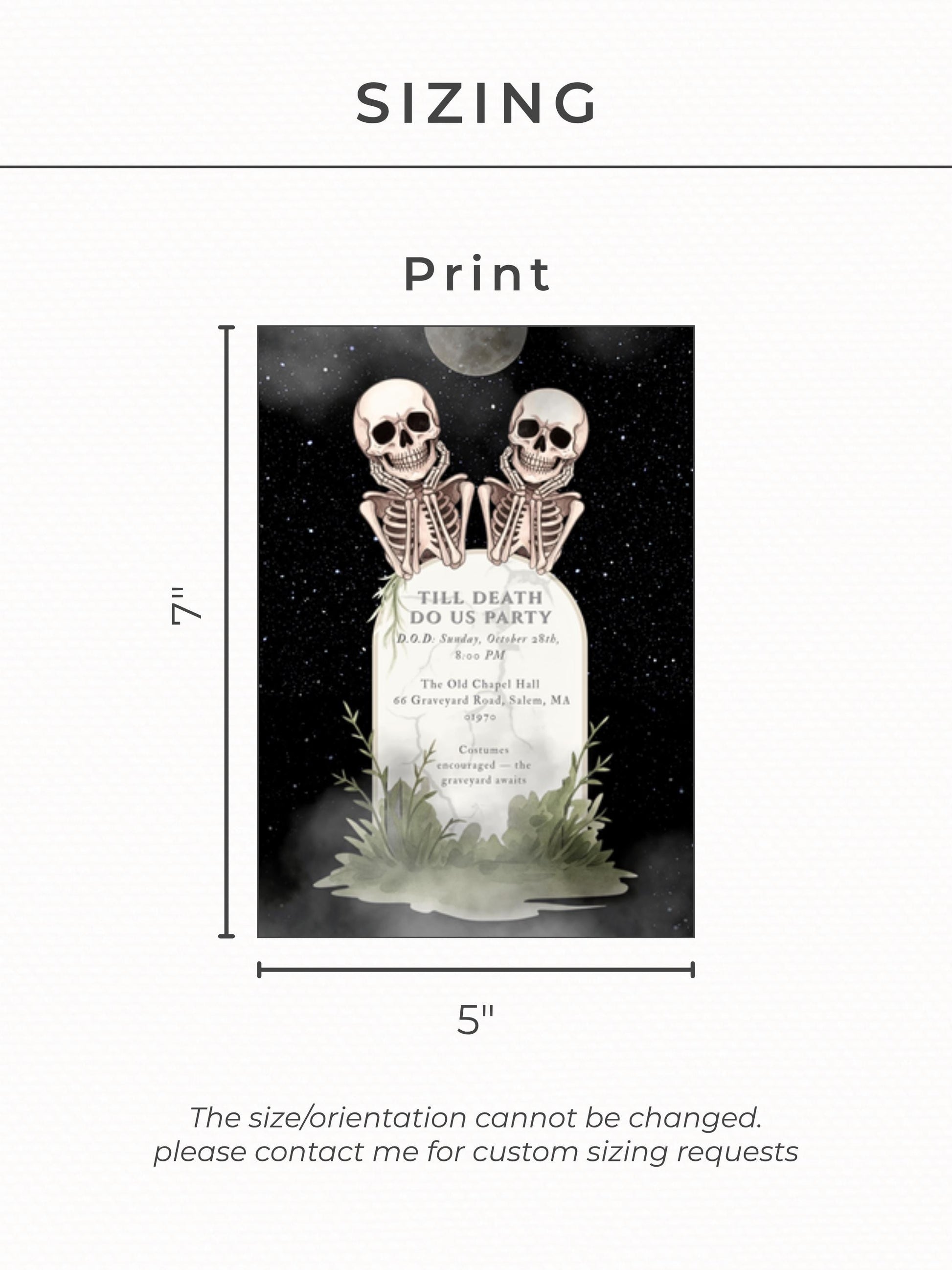 Skeleton Halloween Party Invitation - Digital Spooky Graveyard Themed Invite (Instant Download Canva Template) Fall/Autumn Celebration Evite