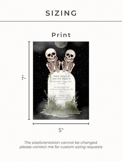 Skeleton Halloween Party Invitation - Digital Spooky Graveyard Themed Invite (Instant Download Canva Template) Fall/Autumn Celebration Evite