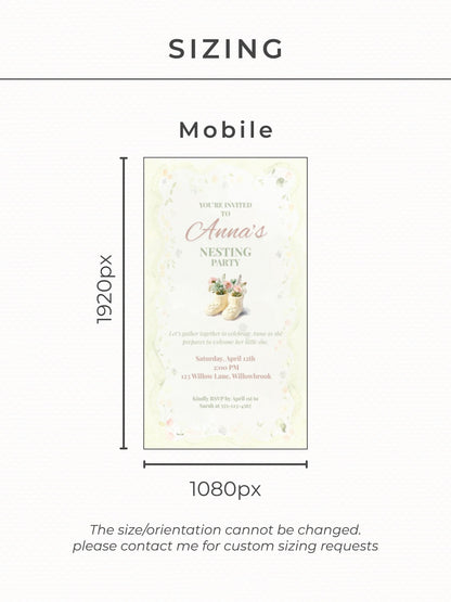 Animated Nesting Party Invitation-Digital Baby Shower Evite (Instant Download Editable Canva Template) Custom Newborn Arrival Invite