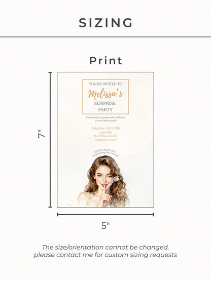 Surprise Party Invitation Template, Editable Canva Birthday Invite, Instant Digital Download, Printable Secret Party Customizable Invite