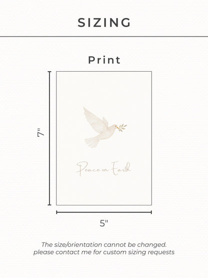 Editable Christmas Card with Newsletter - Christian Peace on Earth Dove Canva Template, Printable or Digital Holiday Greeting