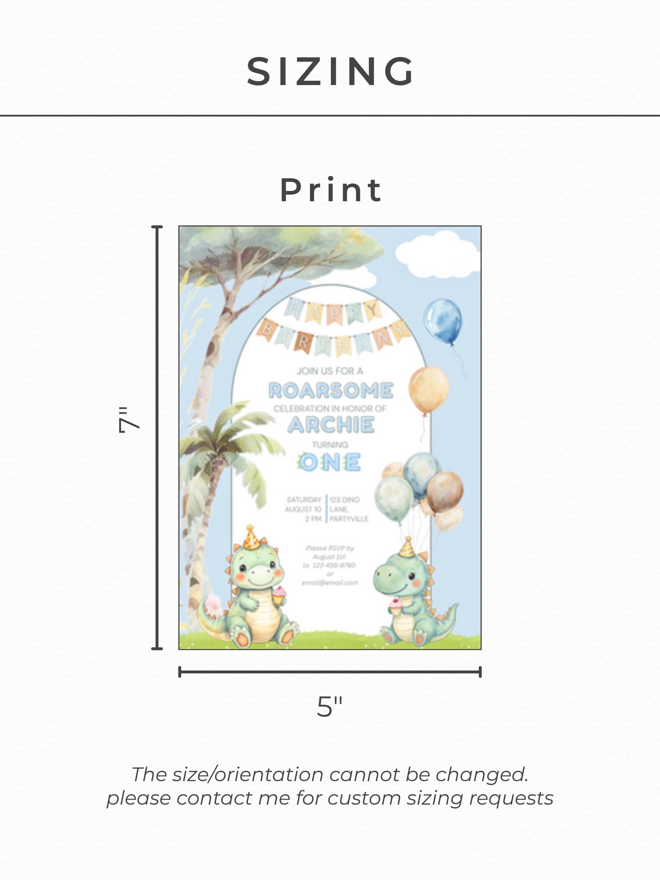 1st Birthday Dinosaur Invitation- Dino Themed (Editable Canva Template Instant Download) -Kids Birthday Party