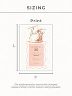 30th Birthday Invitation - Customizable Digital Download (Editable Instant Canva Template). Cheers to 30 Drinks Theme