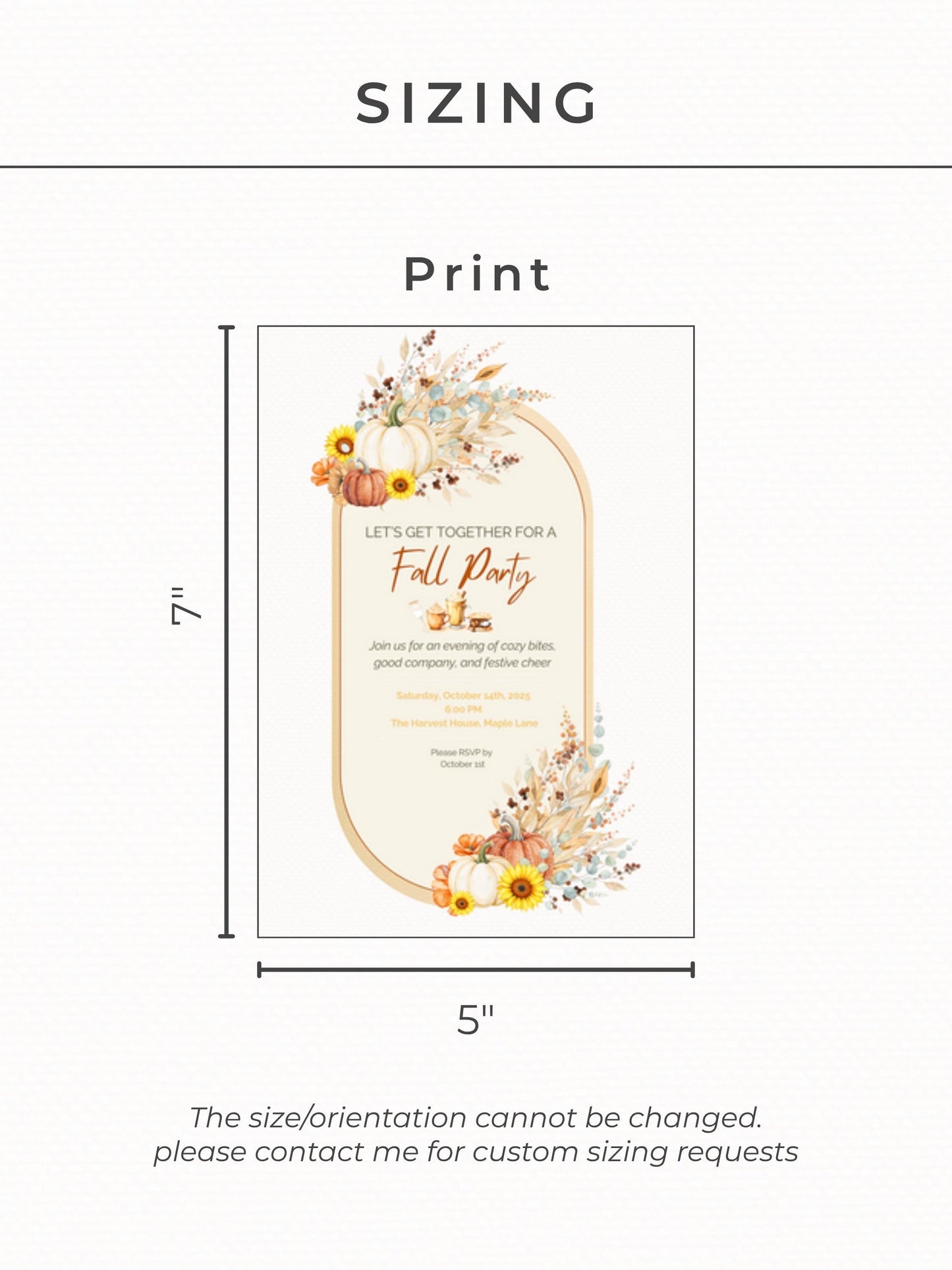 Printable Fall Party Invitation - Autumn Dinner Party Invite with Pumpkins & Florals (Digital Editable Canva Template)
