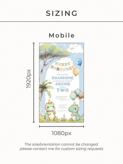 2nd Birthday Dinosaur Evite - Dino Themed Animated Digital Invitation - Editable Canva Template Kids Birthday Party Electronic Invite