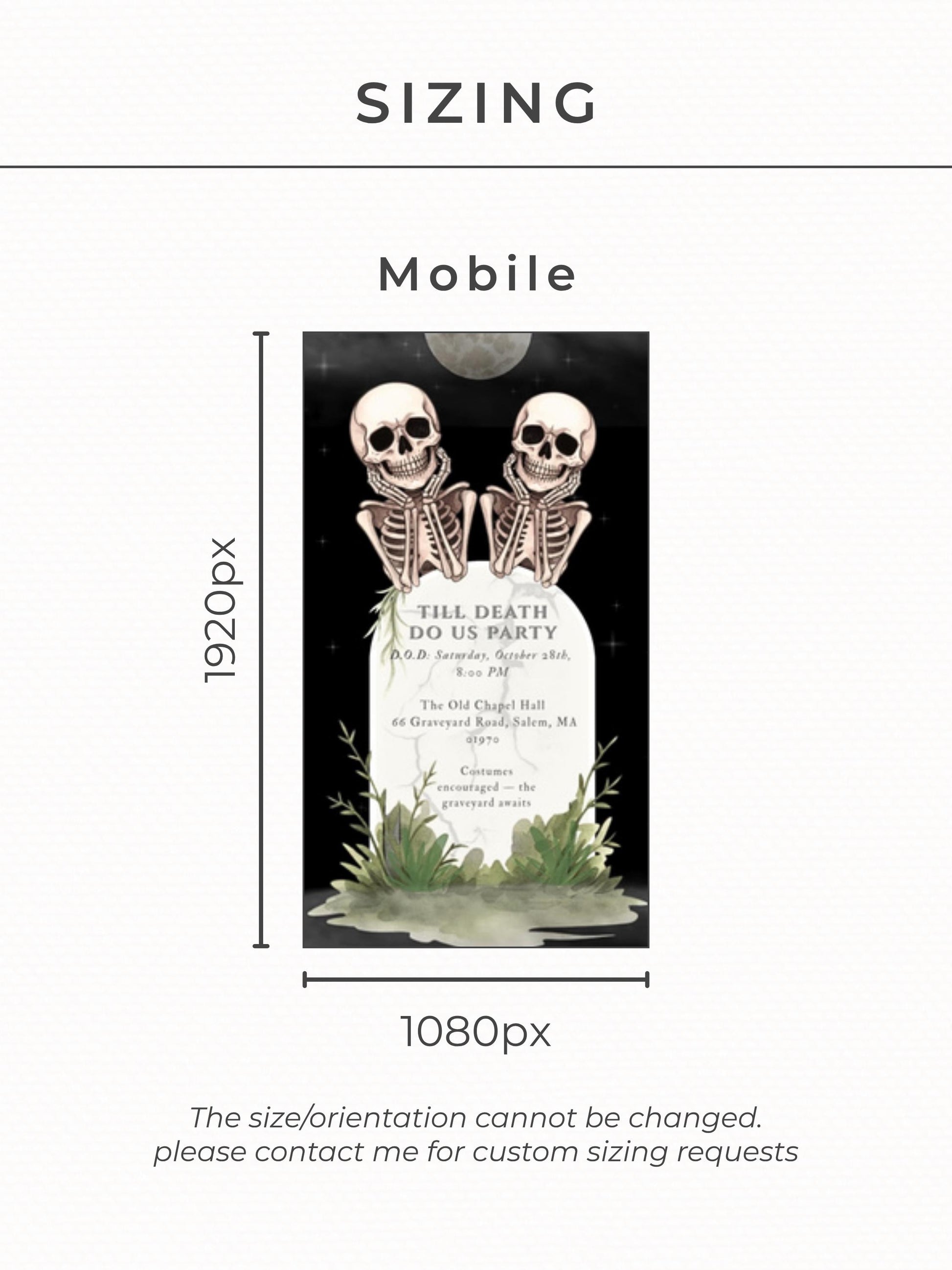 Skeleton Halloween Party Evite – Animated Digital Invitation, Editable Canva Template, Spooky Graveyard Autumn Event Invite, Fall Stationary