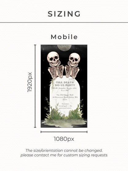 Skeleton Halloween Party Evite – Animated Digital Invitation, Editable Canva Template, Spooky Graveyard Autumn Event Invite, Fall Stationary