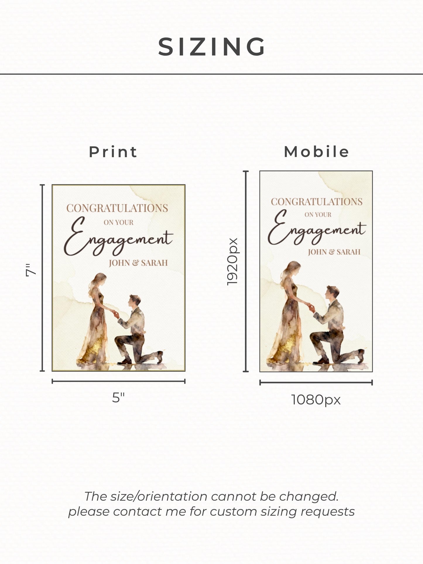 Editable Engagement Congratulations Card - Modern Watercolor Proposal Printable (Instant Digital Download Customisable Canva Template)