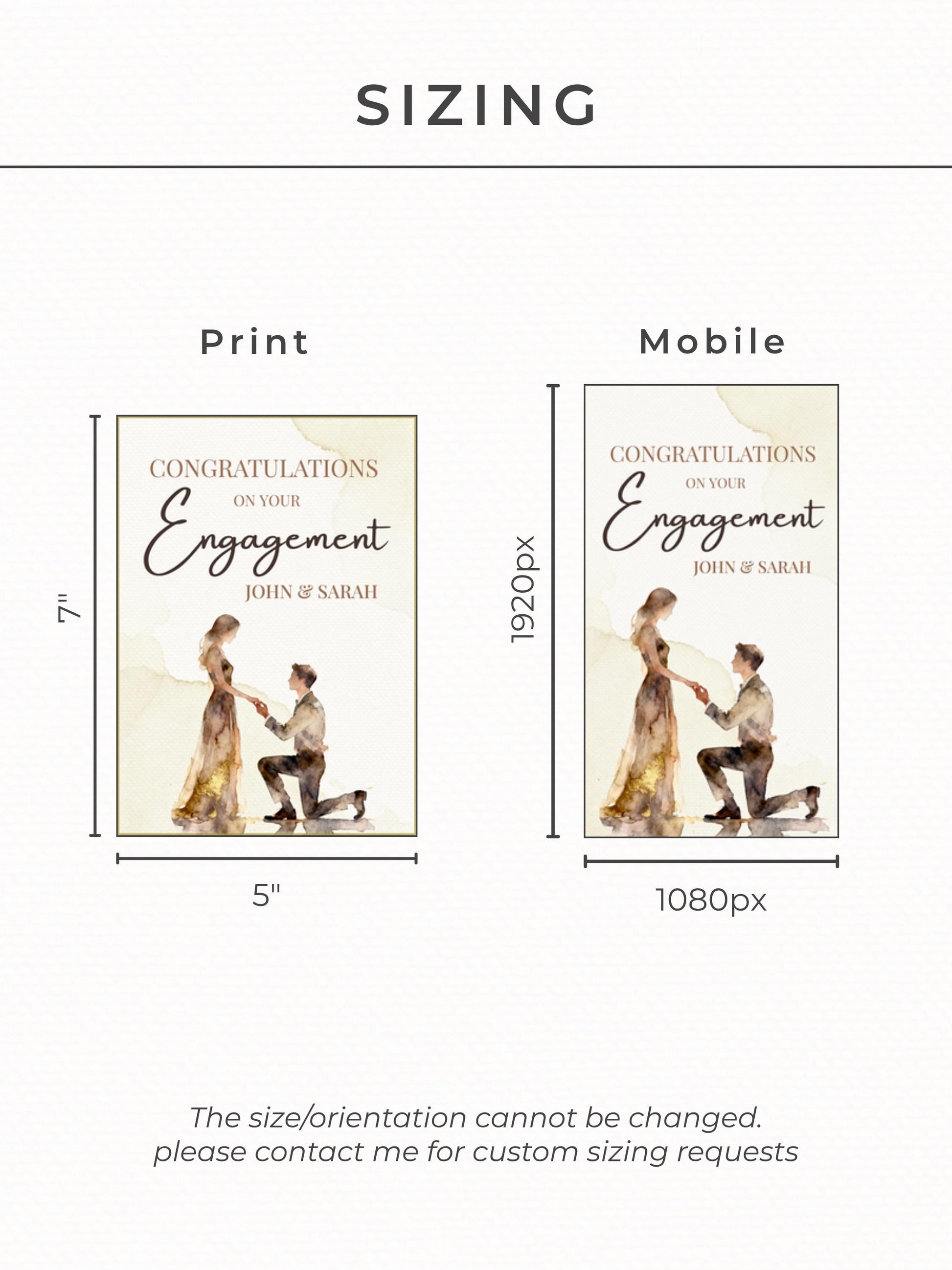 Editable Engagement Congratulations Card - Modern Watercolor Proposal Printable (Instant Digital Download Customisable Canva Template)