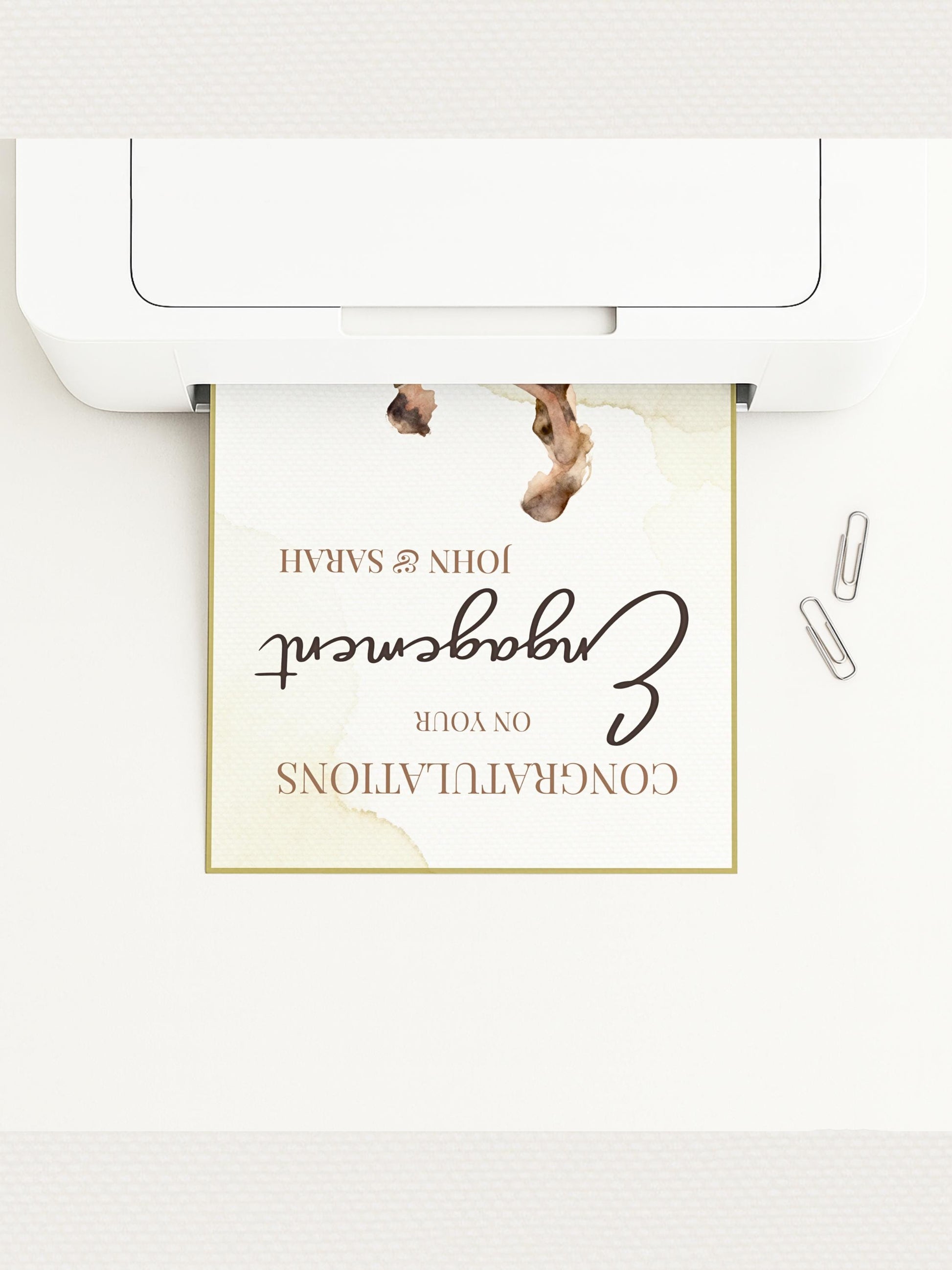 Editable Engagement Congratulations Card - Modern Watercolor Proposal Printable (Instant Digital Download Customisable Canva Template)