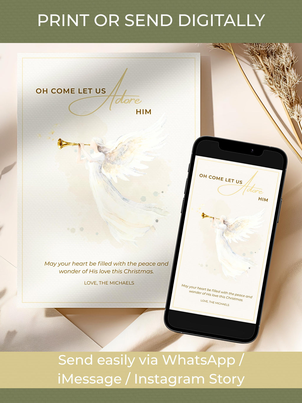 Christian Christmas Card Bundle - 4 Printable Digital Cards - Religious Holiday Set - Scripture Greeting (Instant Download Canva Template)