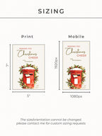 Printable Christmas Cheer Card - Editable Digital Holiday Greeting (Instant Download Canva Template Custom) - Vintage British Postbox