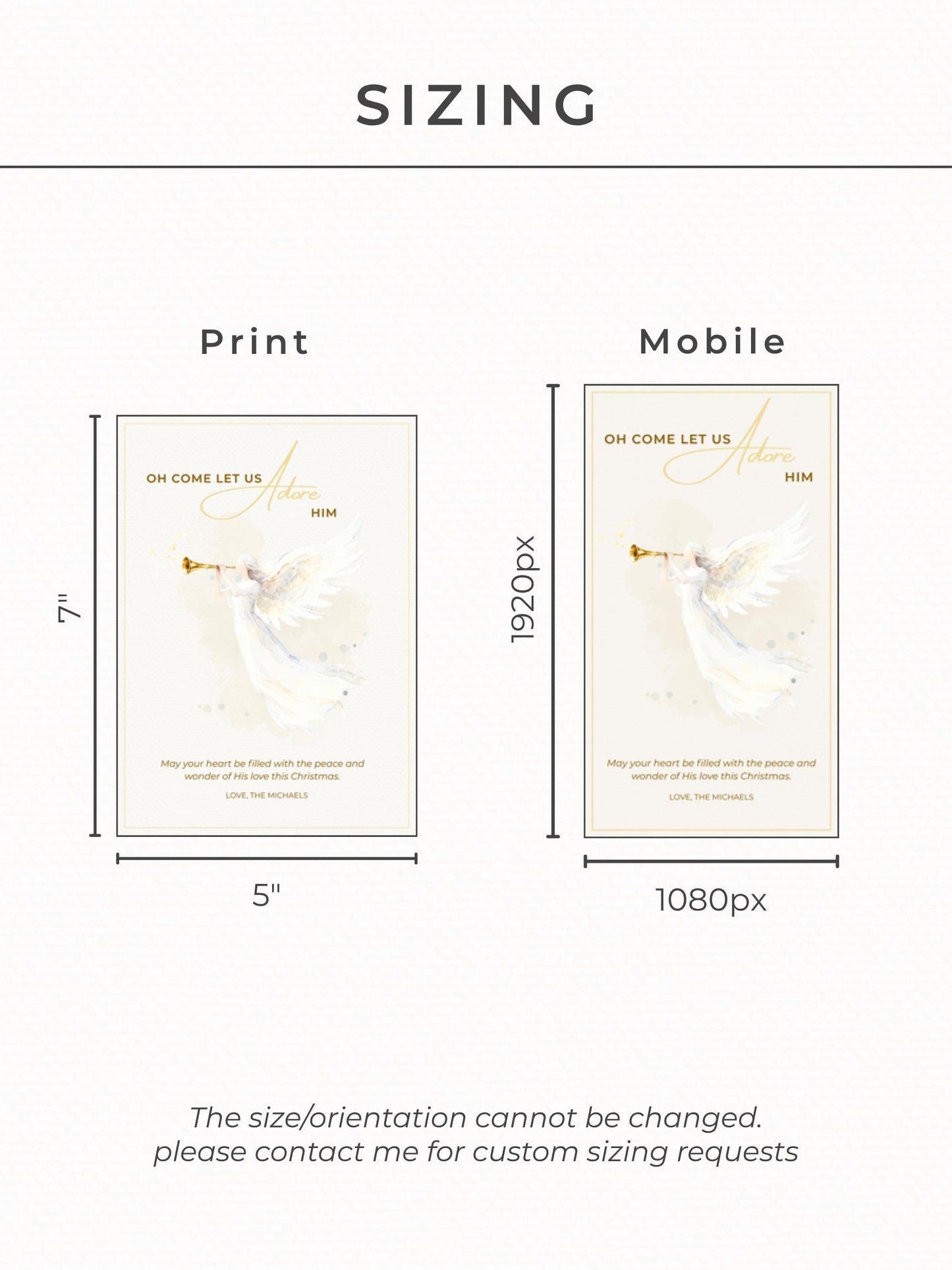 Editable Angel Christmas Card Template, Oh Come Let Us Adore Him Christian, Modern Watercolor Faith Holiday Instant Download Canva Template