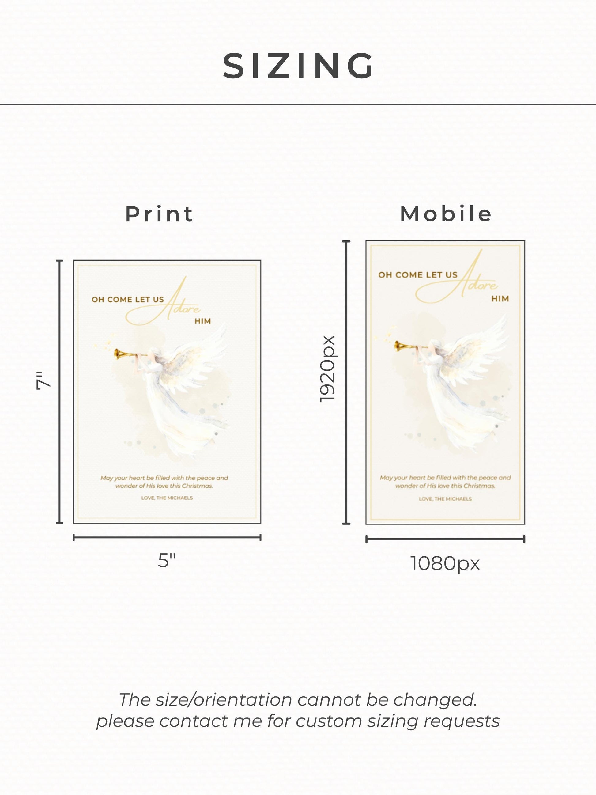 Editable Angel Christmas Card Template, Oh Come Let Us Adore Him Christian, Modern Watercolor Faith Holiday Instant Download Canva Template