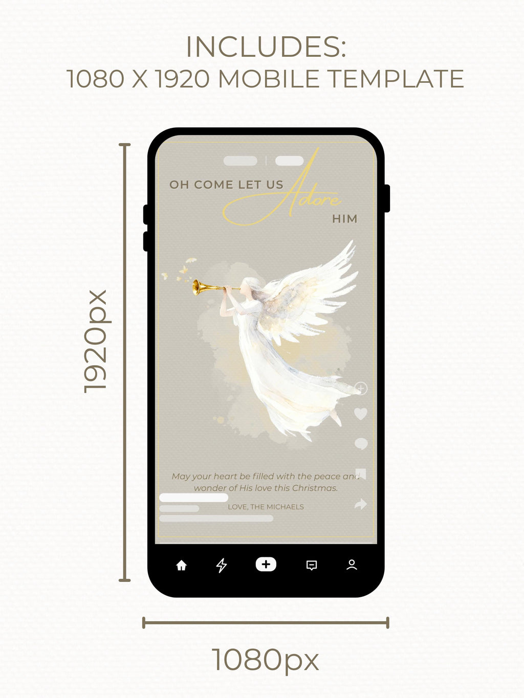 Editable Angel Christmas Card Template, Oh Come Let Us Adore Him Christian, Modern Watercolor Faith Holiday Instant Download Canva Template