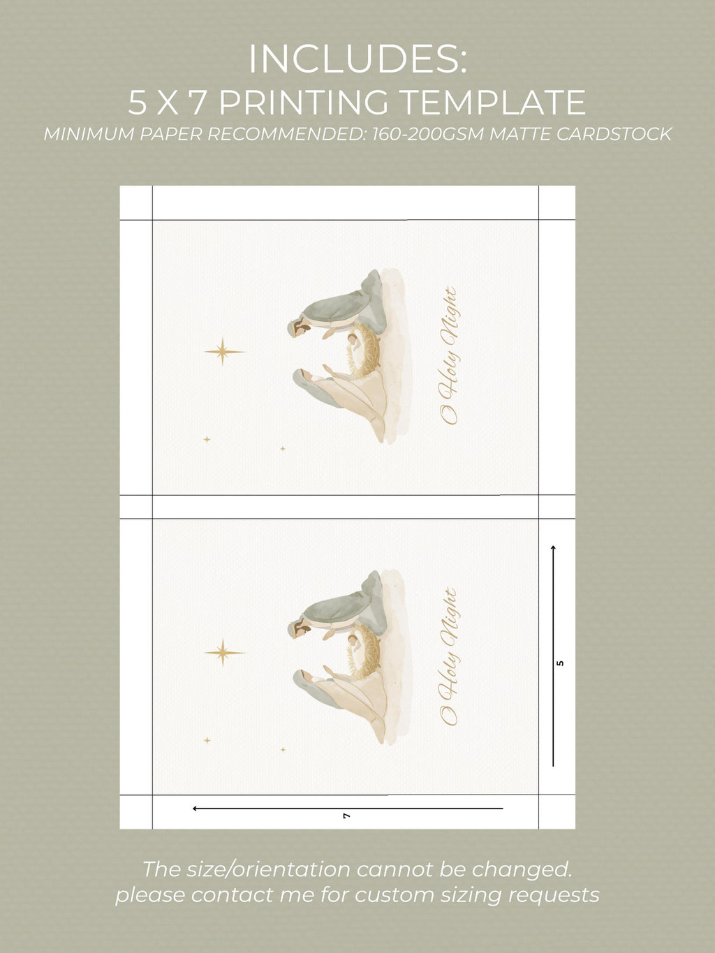Editable Christian Christmas Card with Newsletter - O Holy Night Nativity Canva Template, Printable or Digital Holiday Greeting