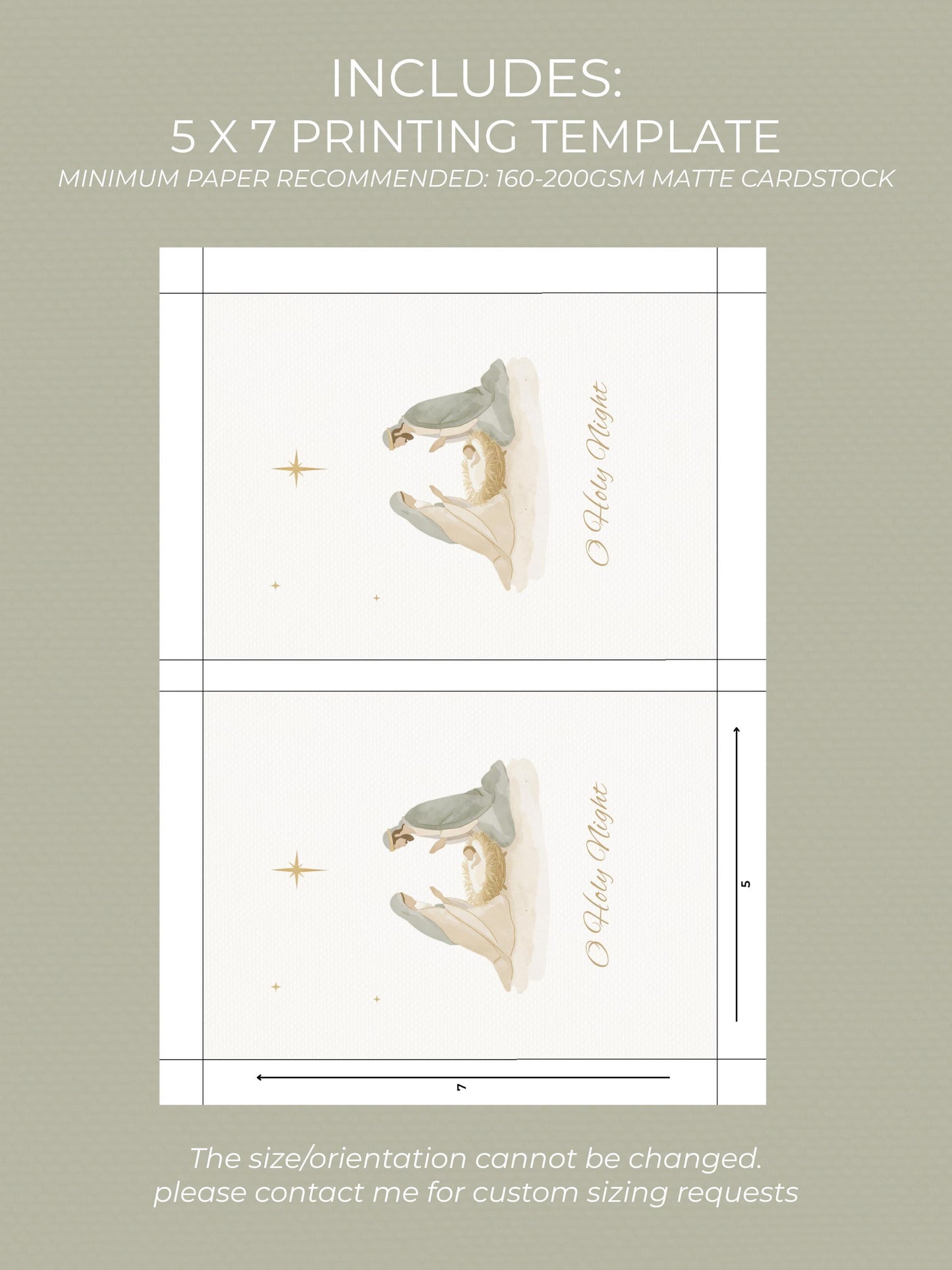 Editable Christian Christmas Card with Newsletter - O Holy Night Nativity Canva Template, Printable or Digital Holiday Greeting