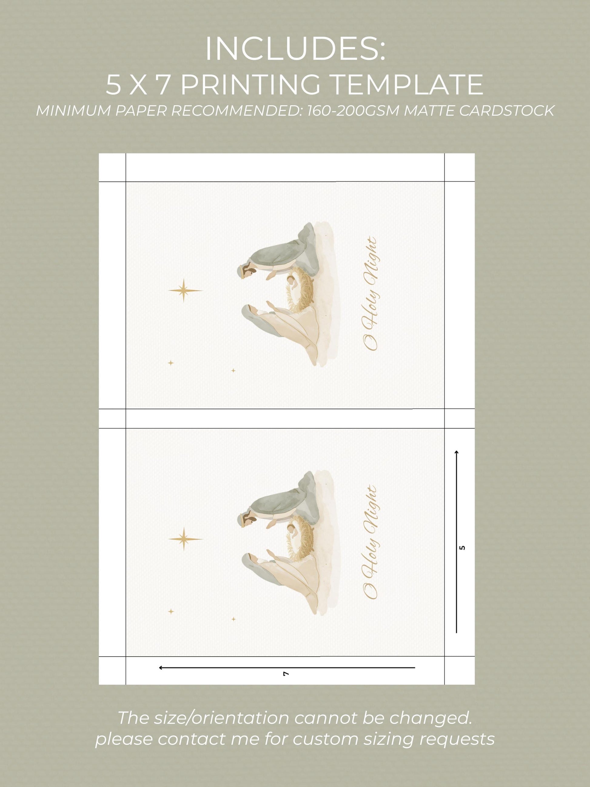 Editable Christian Christmas Card with Newsletter - O Holy Night Nativity Canva Template, Printable or Digital Holiday Greeting