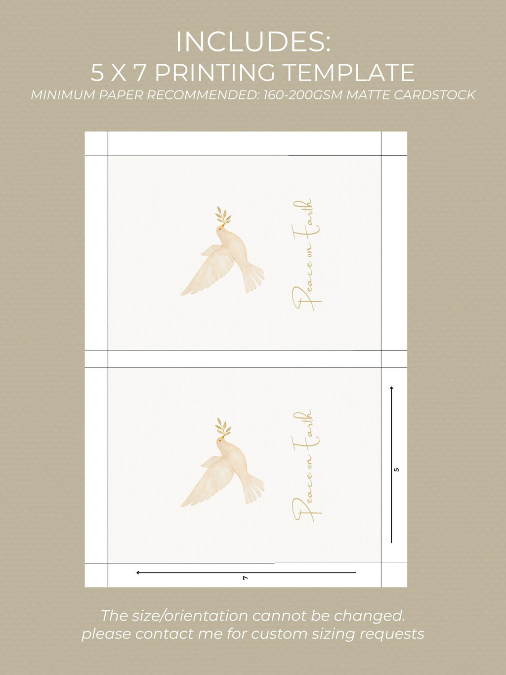 Editable Christmas Card with Newsletter - Christian Peace on Earth Dove Canva Template, Printable or Digital Holiday Greeting