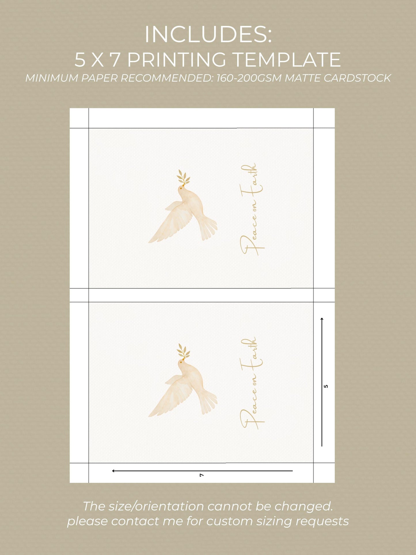 Editable Christmas Card with Newsletter - Christian Peace on Earth Dove Canva Template, Printable or Digital Holiday Greeting