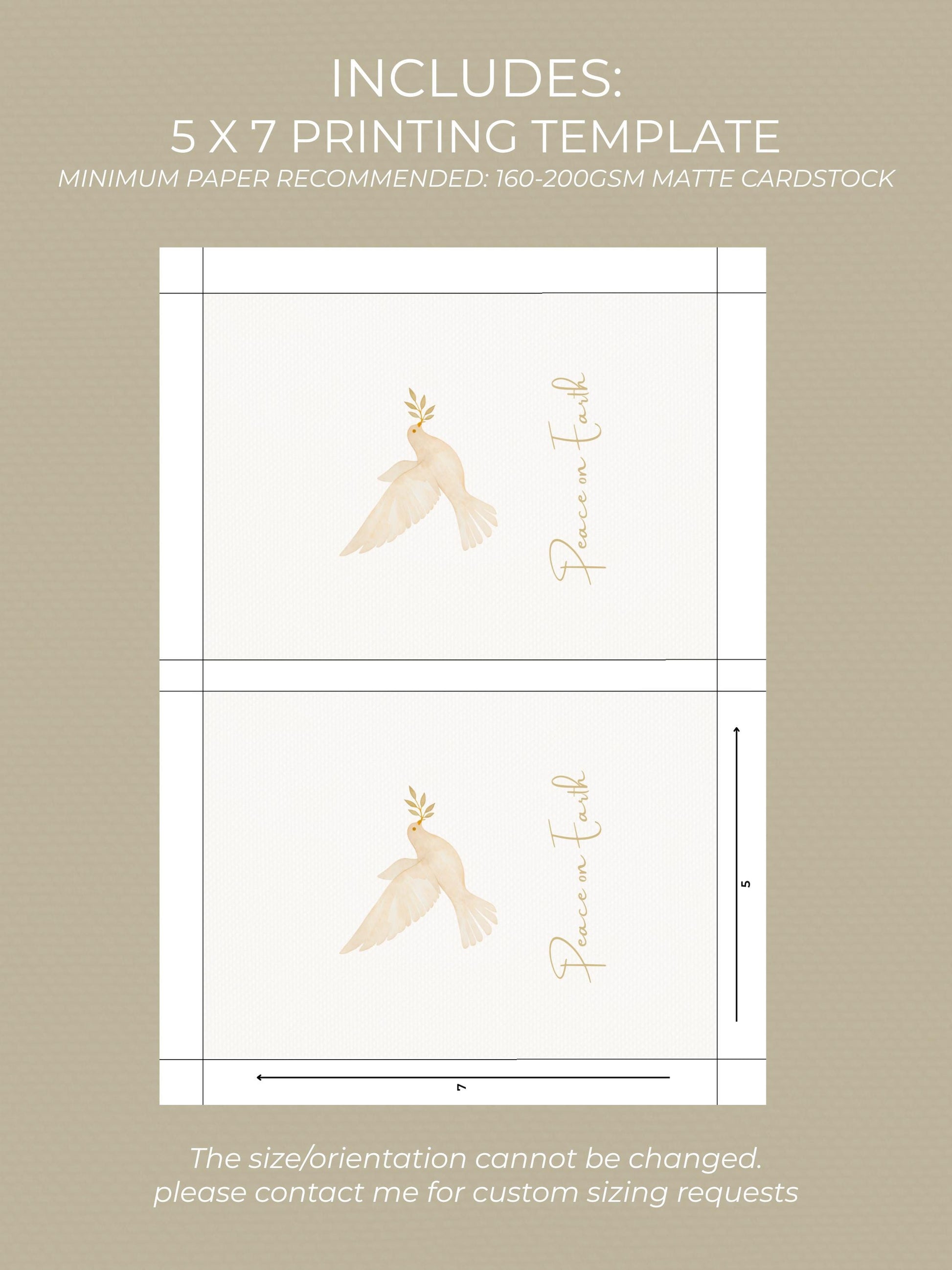 Editable Christmas Card with Newsletter - Christian Peace on Earth Dove Canva Template, Printable or Digital Holiday Greeting