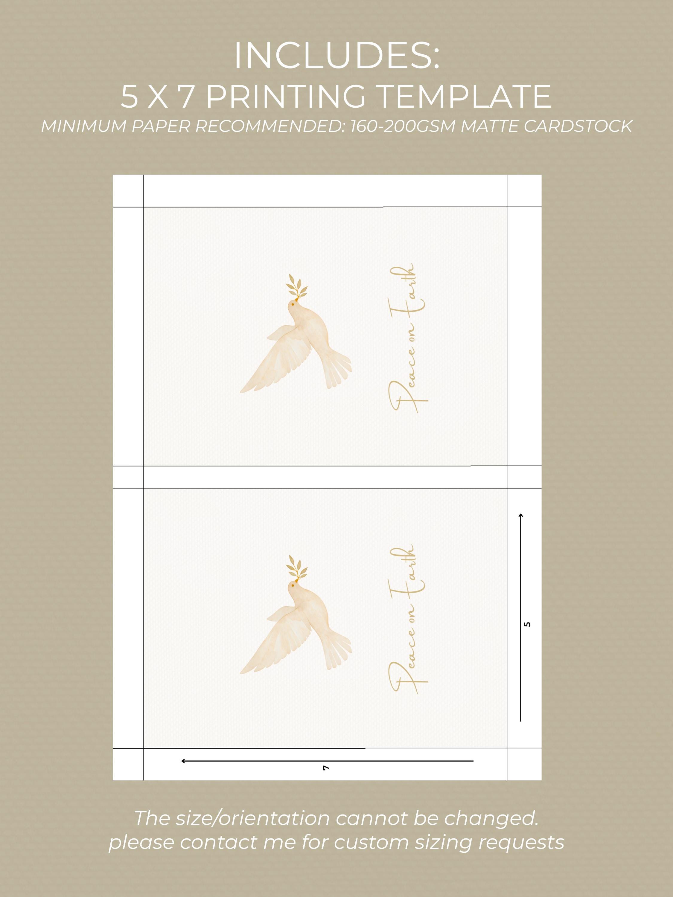 Editable Christmas Card with Newsletter - Christian Peace on Earth Dove Canva Template, Printable or Digital Holiday Greeting