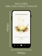Editable Christian Holiday Christmas Card-Let Earth Receive Her King Golden Crown (Religious Printable Canva Template Digital Download)