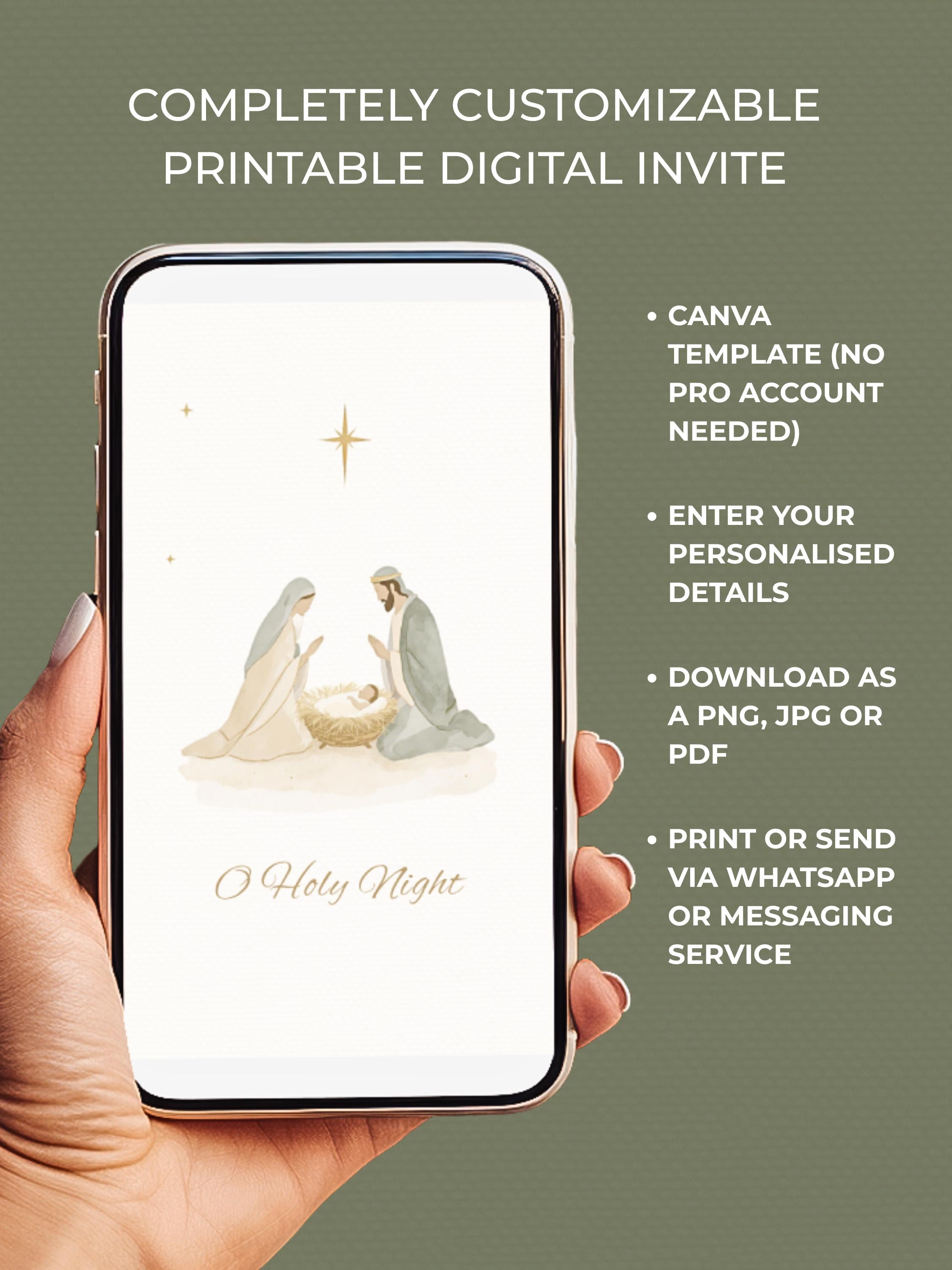 Christian Christmas Card Bundle - 4 Printable Digital Cards - Religious Holiday Set - Scripture Greeting (Instant Download Canva Template)