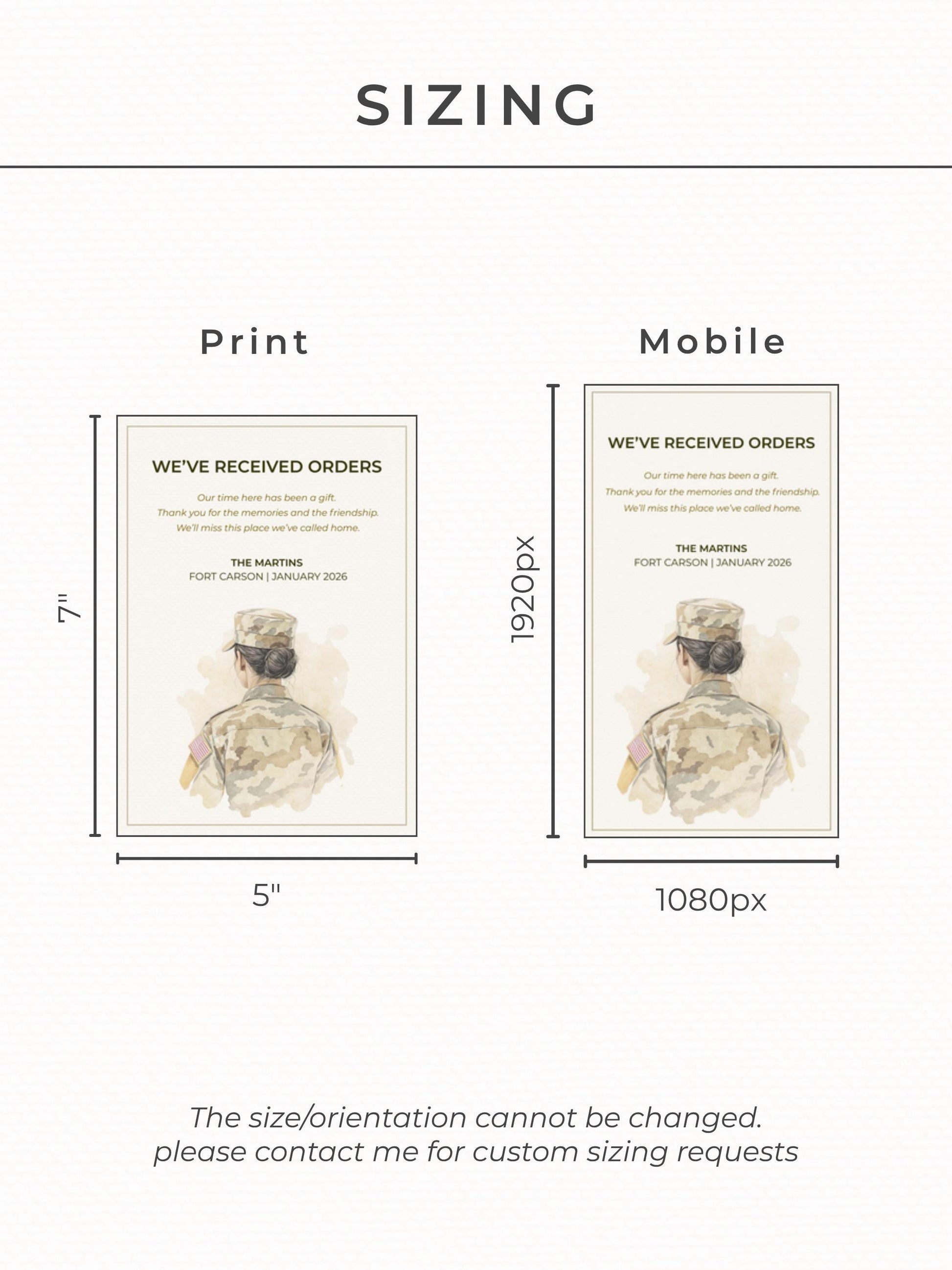 Military PCS Card - Moving Announcement - Custom Military Family Army Goodbye (Instant Download Editable Canva Template) New Orders Farewell