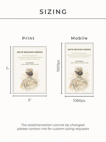 Military PCS Card - Moving Announcement - Custom Military Family Army Goodbye (Instant Download Editable Canva Template) New Orders Farewell