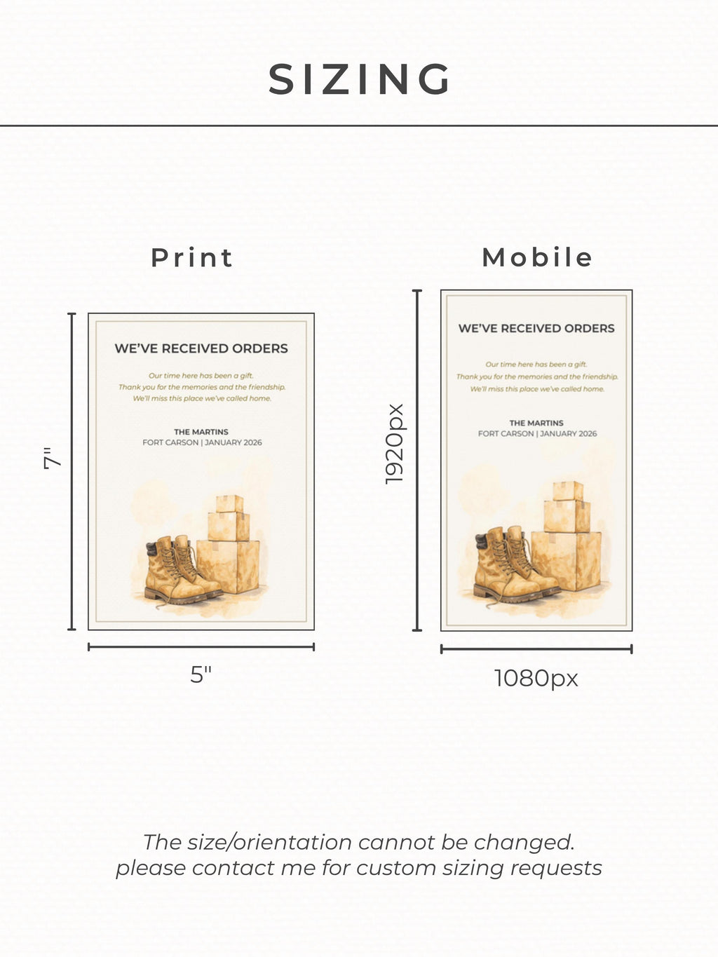 Military Uniform Moving PCS Card Announcement - Custom US Army Family Goodbye (Instant Download Editable Canva Template) New Orders Farewell