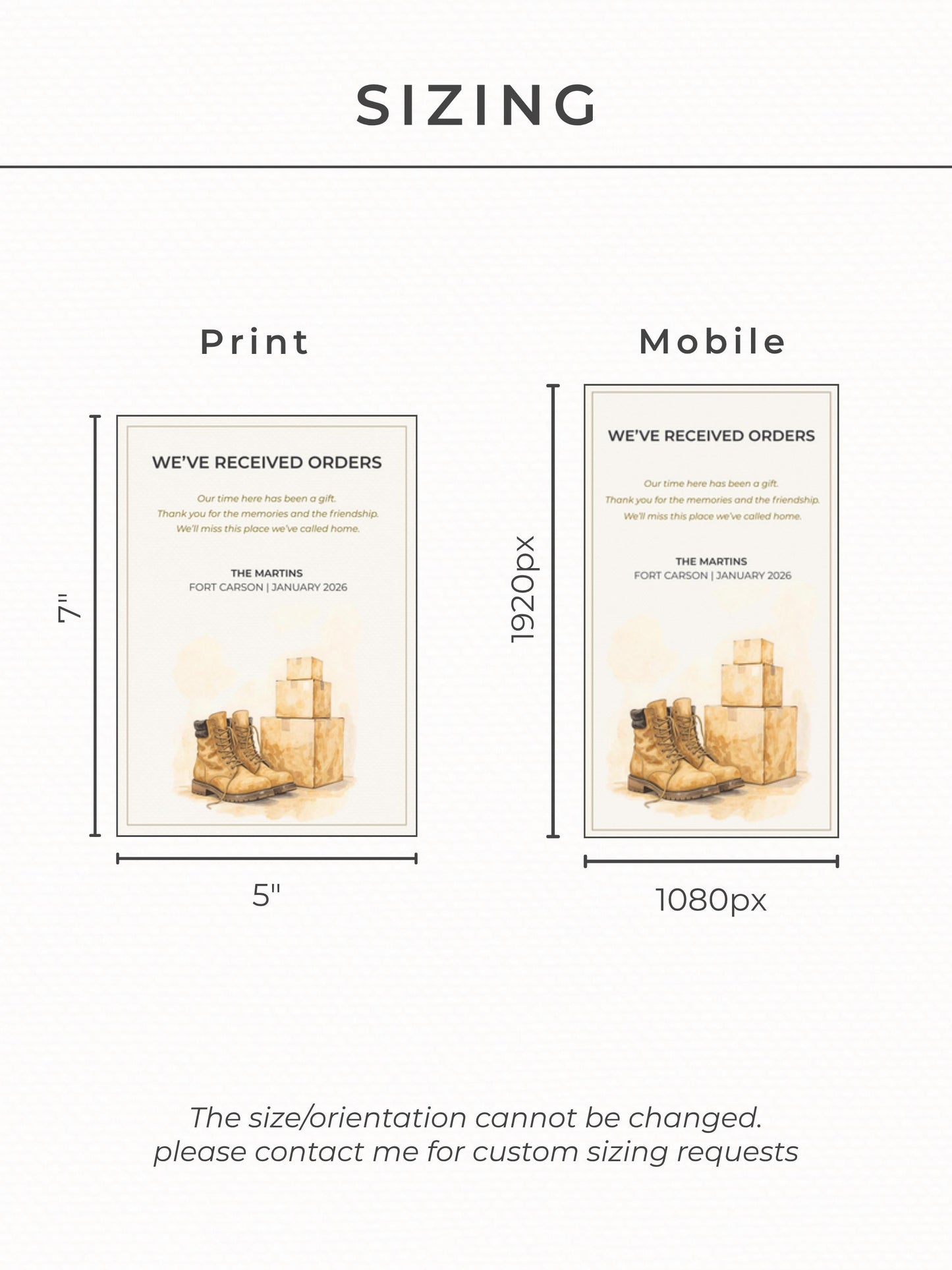 Military Uniform Moving PCS Card Announcement - Custom US Army Family Goodbye (Instant Download Editable Canva Template) New Orders Farewell