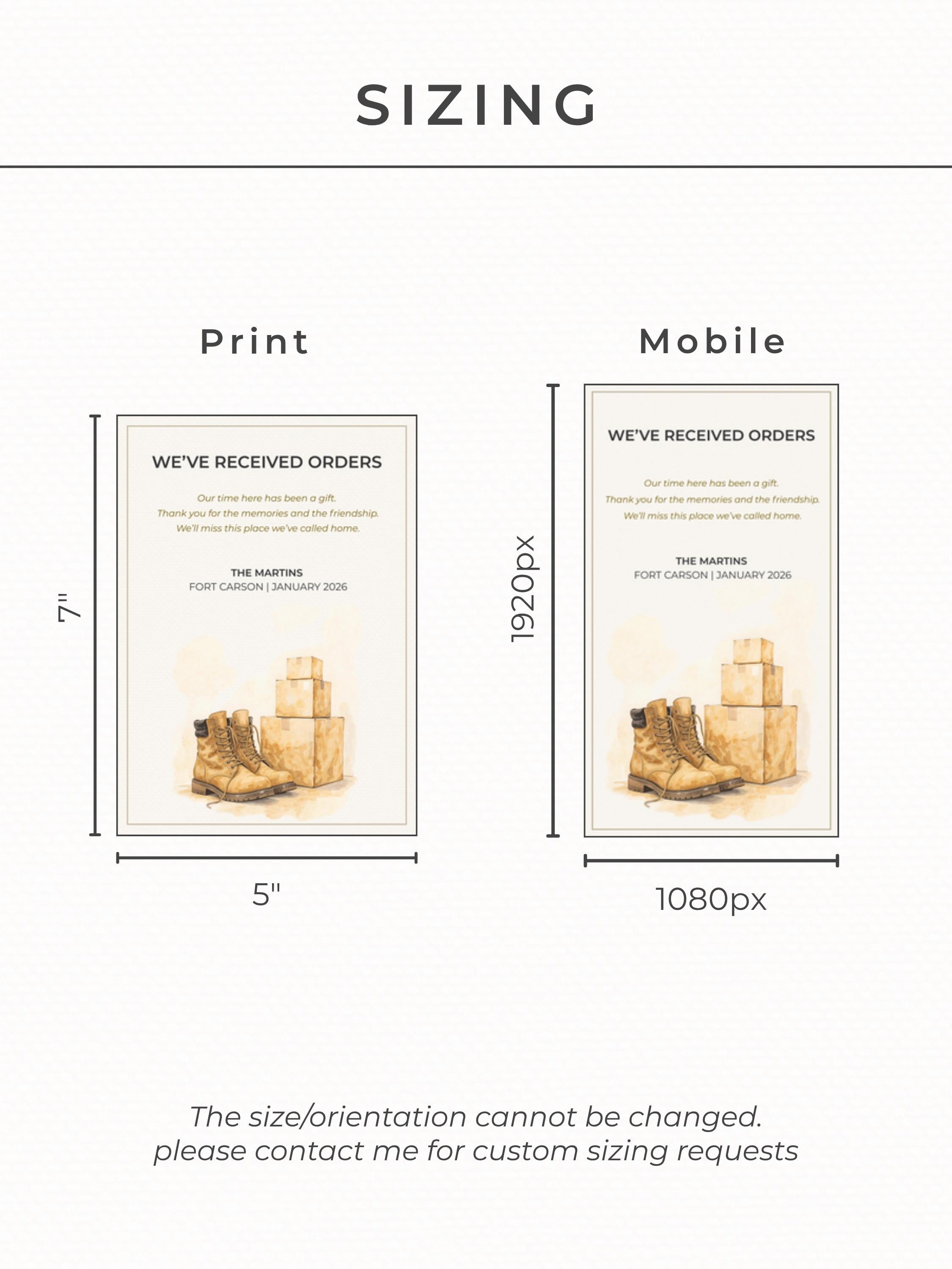 Military Uniform Moving PCS Card Announcement - Custom US Army Family Goodbye (Instant Download Editable Canva Template) New Orders Farewell