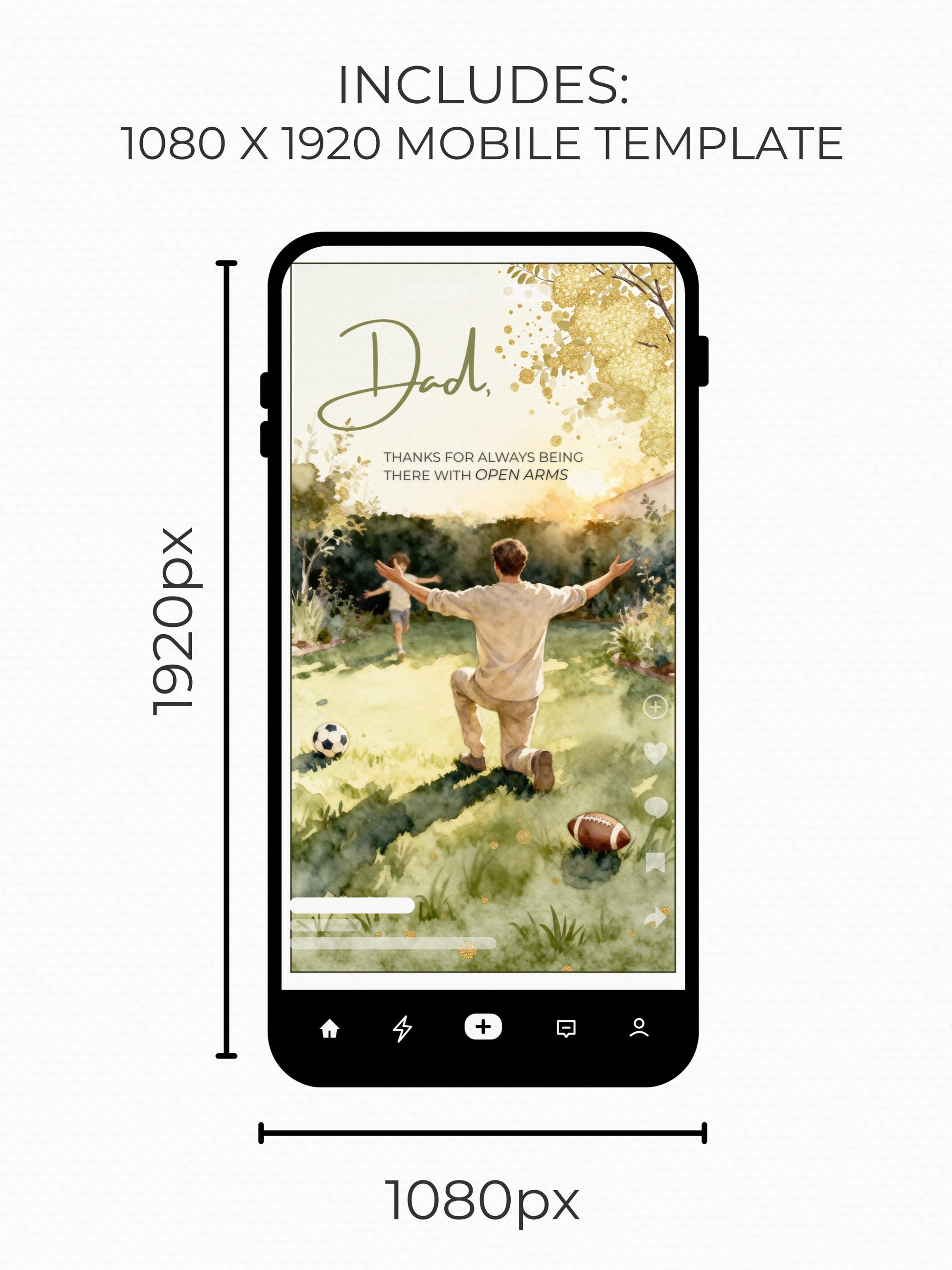 Printable Happy Father's Day Card - Dad and Child Digital Printable Foldable Gift - Sports Themed (Instant Download Canva Template)