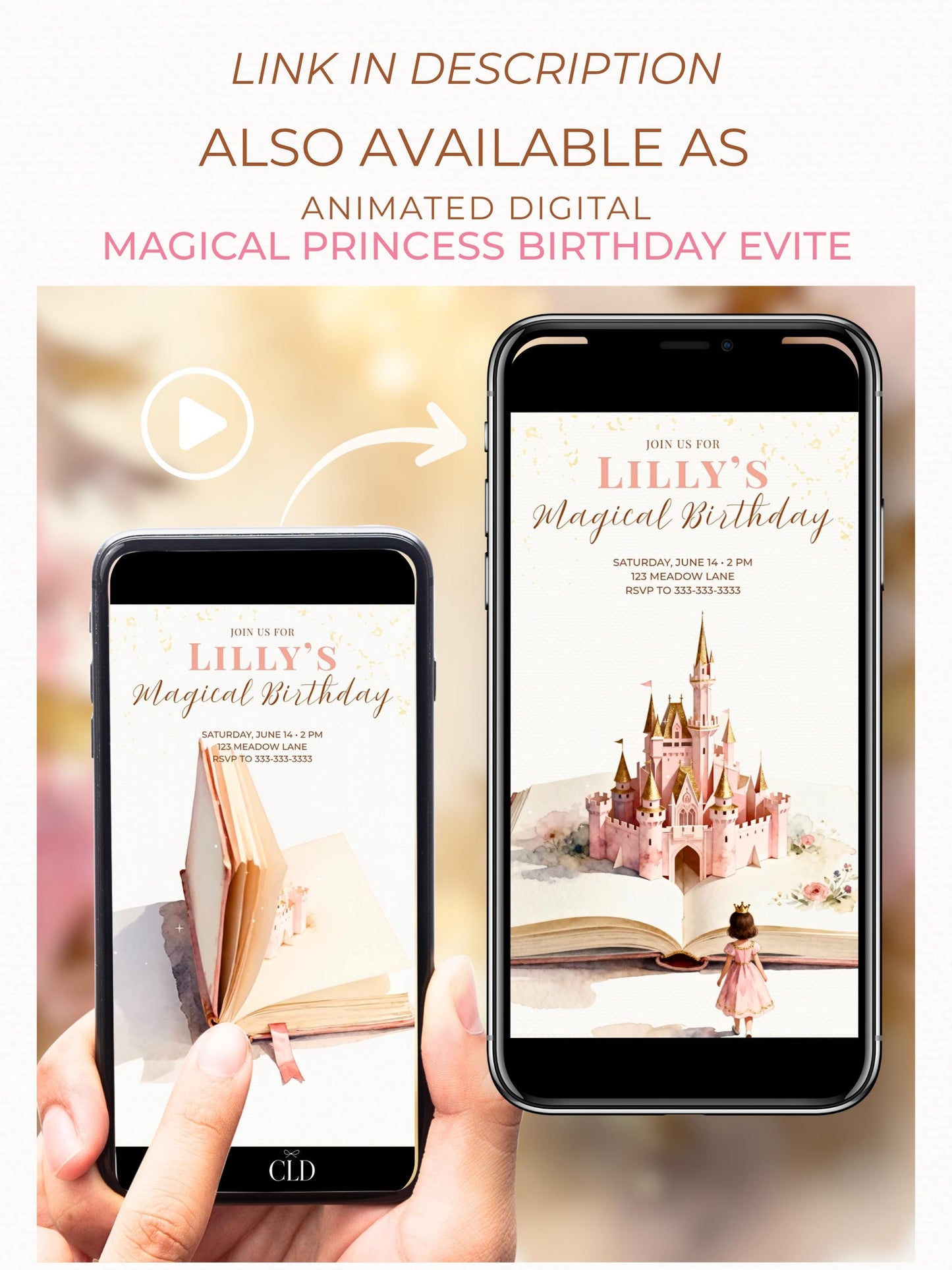 Magical Princess Birthday Invitation - Custom Storybook Castle Printable Girls Party Invite (Instant Download Editable Canva Template)