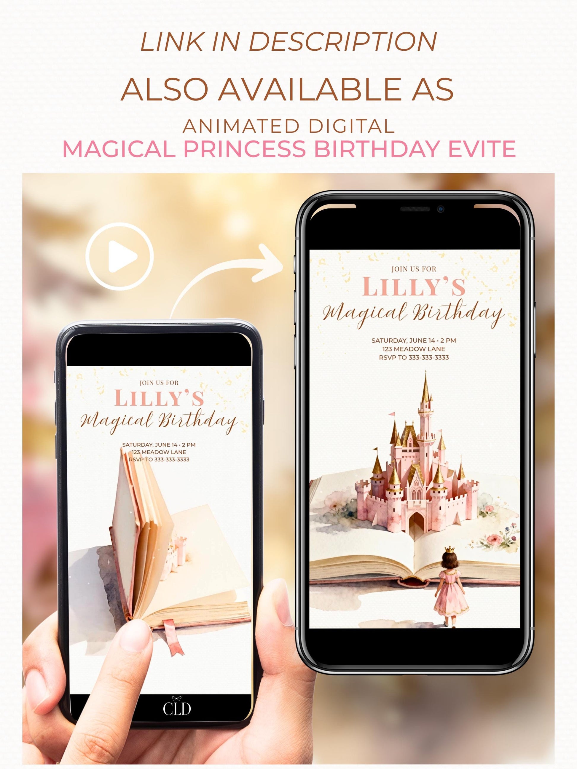 Magical Princess Birthday Invitation - Custom Storybook Castle Printable Girls Party Invite (Instant Download Editable Canva Template)