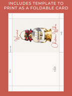 Printable Lantern Snow Globe Christmas Card - Custom Editable Vintage Snow Village Festive Greetings (Instant Download Canva Template)