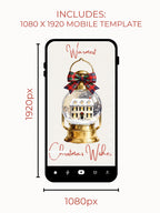 Printable Lantern Snow Globe Christmas Card - Custom Editable Vintage Snow Village Festive Greetings (Instant Download Canva Template)
