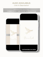 Editable Christmas Card with Newsletter - Christian Peace on Earth Dove Canva Template, Printable or Digital Holiday Greeting