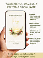 Editable Christian Holiday Christmas Card-Let Earth Receive Her King Golden Crown (Religious Printable Canva Template Digital Download)