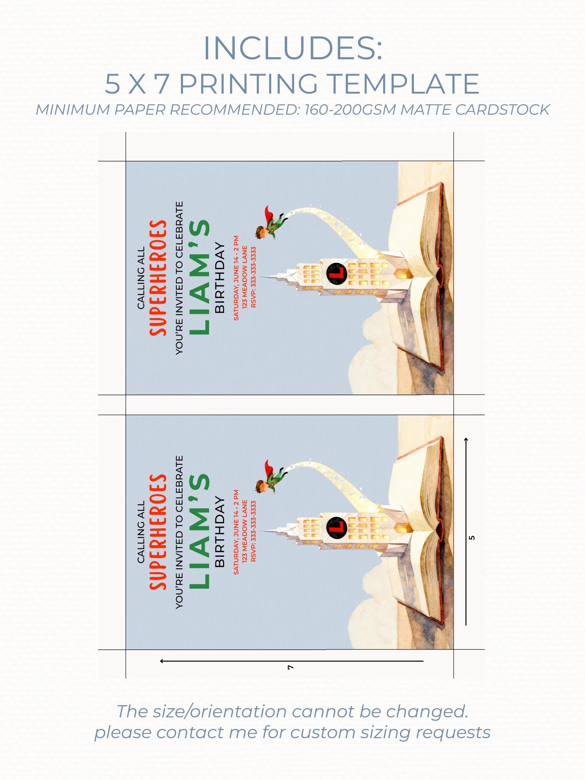 Superhero Birthday Invitation- Editable Magical Storybook Tower Digital Evite (Instant Download Custom Canva Template)