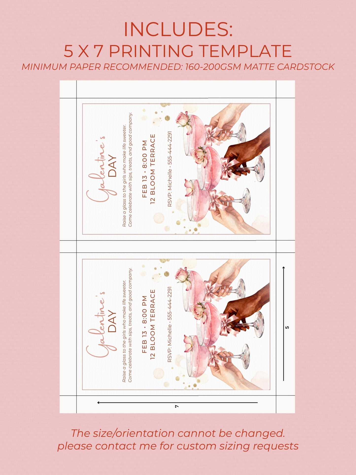 Custom Galentine’s Day Invitation - Pink Cocktail Girls Night - Valentines Party Evite (Editable Instant Download Canva Template)
