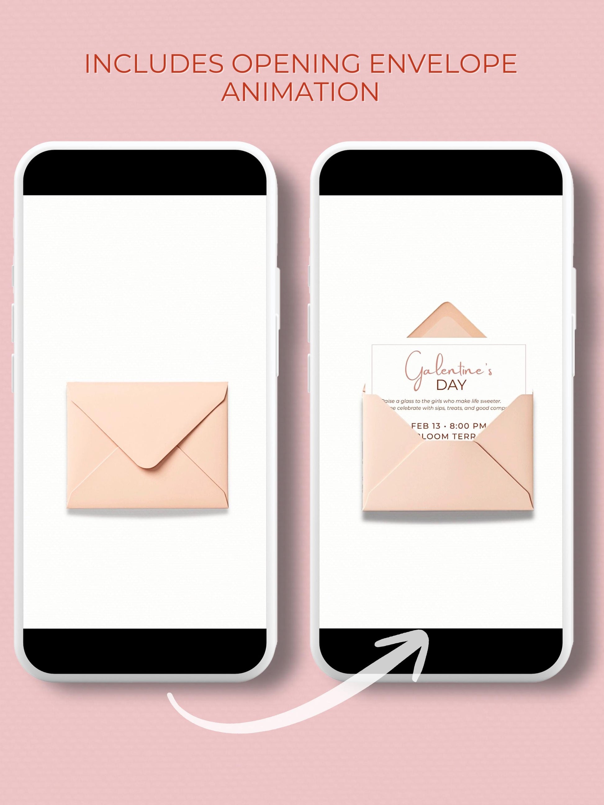 Animated Galentine’s Day Invitation - Pink Cocktail Girls Night Invite (Instant Download Editable Canva Template MP4 WhatsApp Digital Evite)