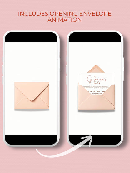 Animated Galentine’s Day Invitation - Pink Cocktail Girls Night Invite (Instant Download Editable Canva Template MP4 WhatsApp Digital Evite)