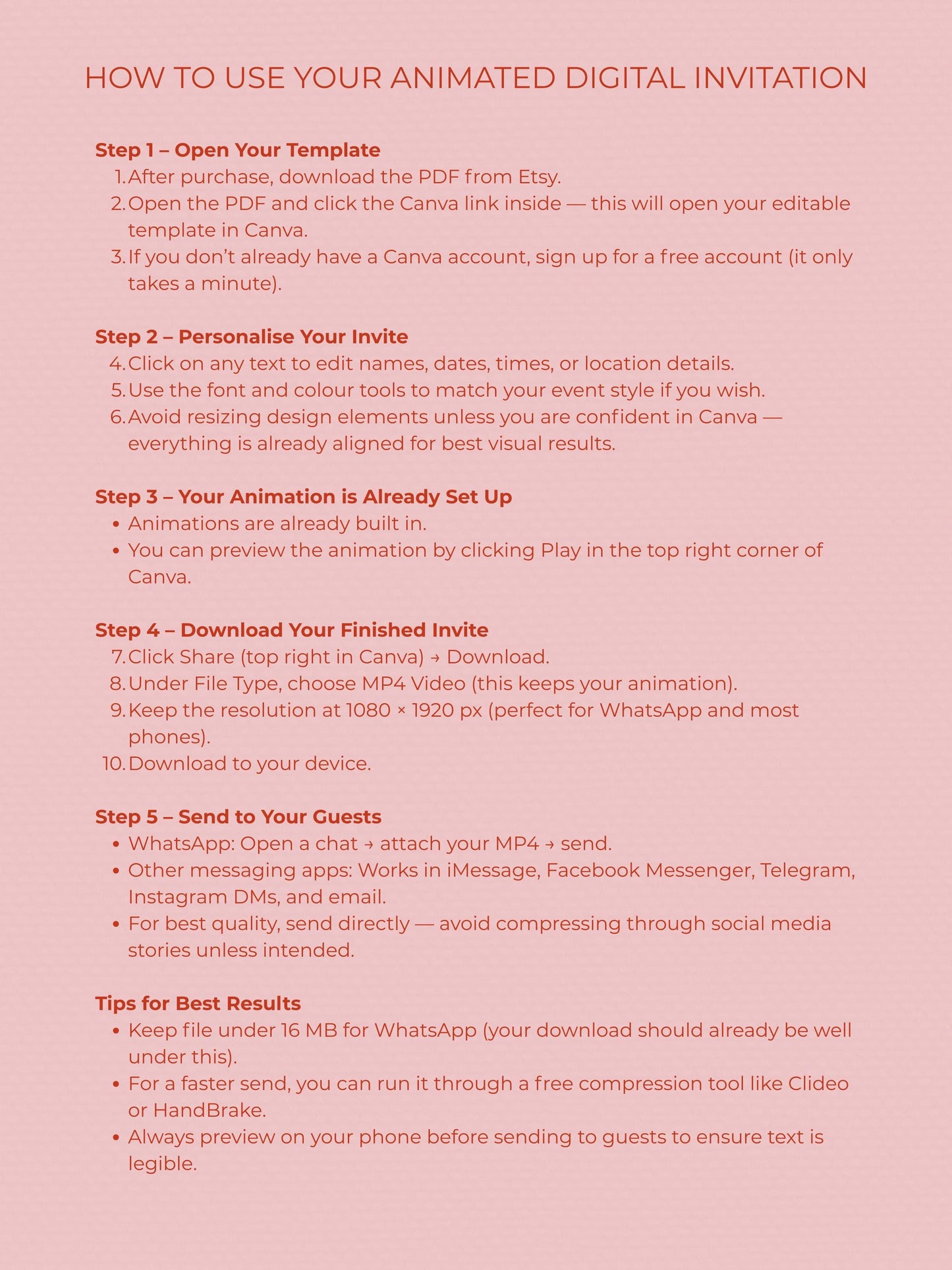 Animated Galentine’s Day Invitation - Pink Cocktail Girls Night Invite (Instant Download Editable Canva Template MP4 WhatsApp Digital Evite)