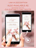 Custom Galentine’s Day Invitation - Pink Cocktail Girls Night - Valentines Party Evite (Editable Instant Download Canva Template)