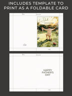 Printable Happy Father's Day Card - Dad and Child Digital Printable Foldable Gift - Sports Themed (Instant Download Canva Template)